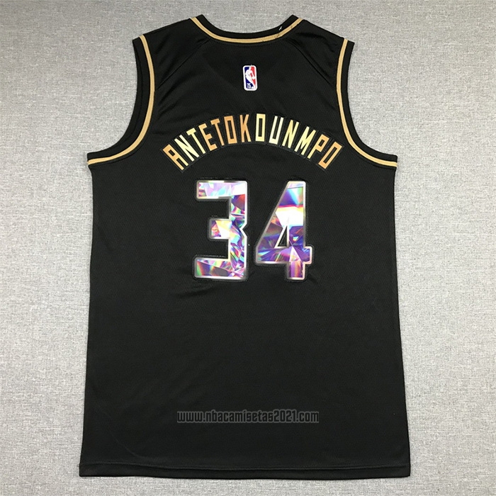 Camiseta Golden Edition Milwaukee Bucks Giannis Antetokounmpo #34 2021-22 Negro